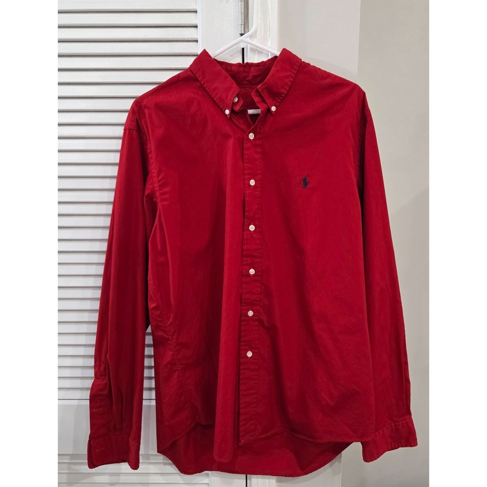 Polo Ralph Lauren Oxford Dress Shirt Men's Size L Red Long Sleeve Button Up